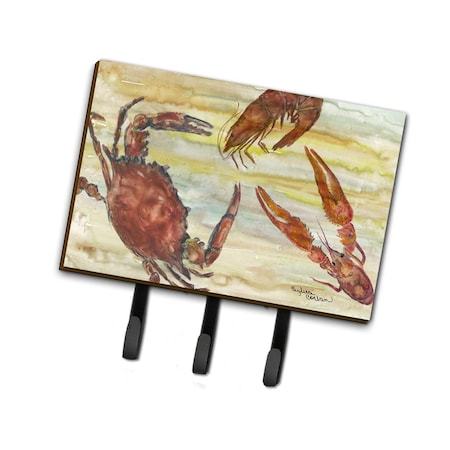 Carolines Treasures 6 x 2 x 9 in. Crab, Shrimp, Oyster Yellow Sky Leash or Key Holder SC2023TH68